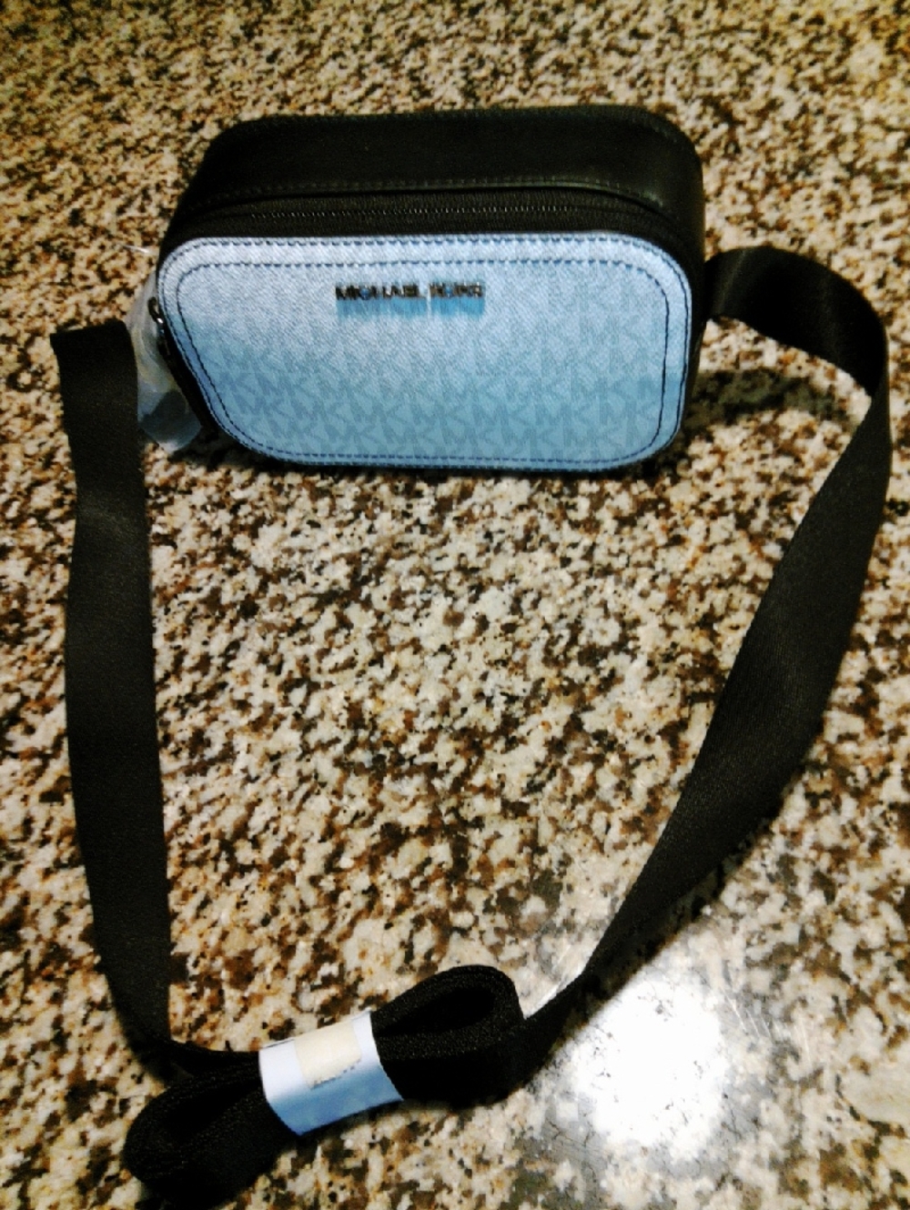 Michael Kors Light Blue and Black Crossbody Camera Bag